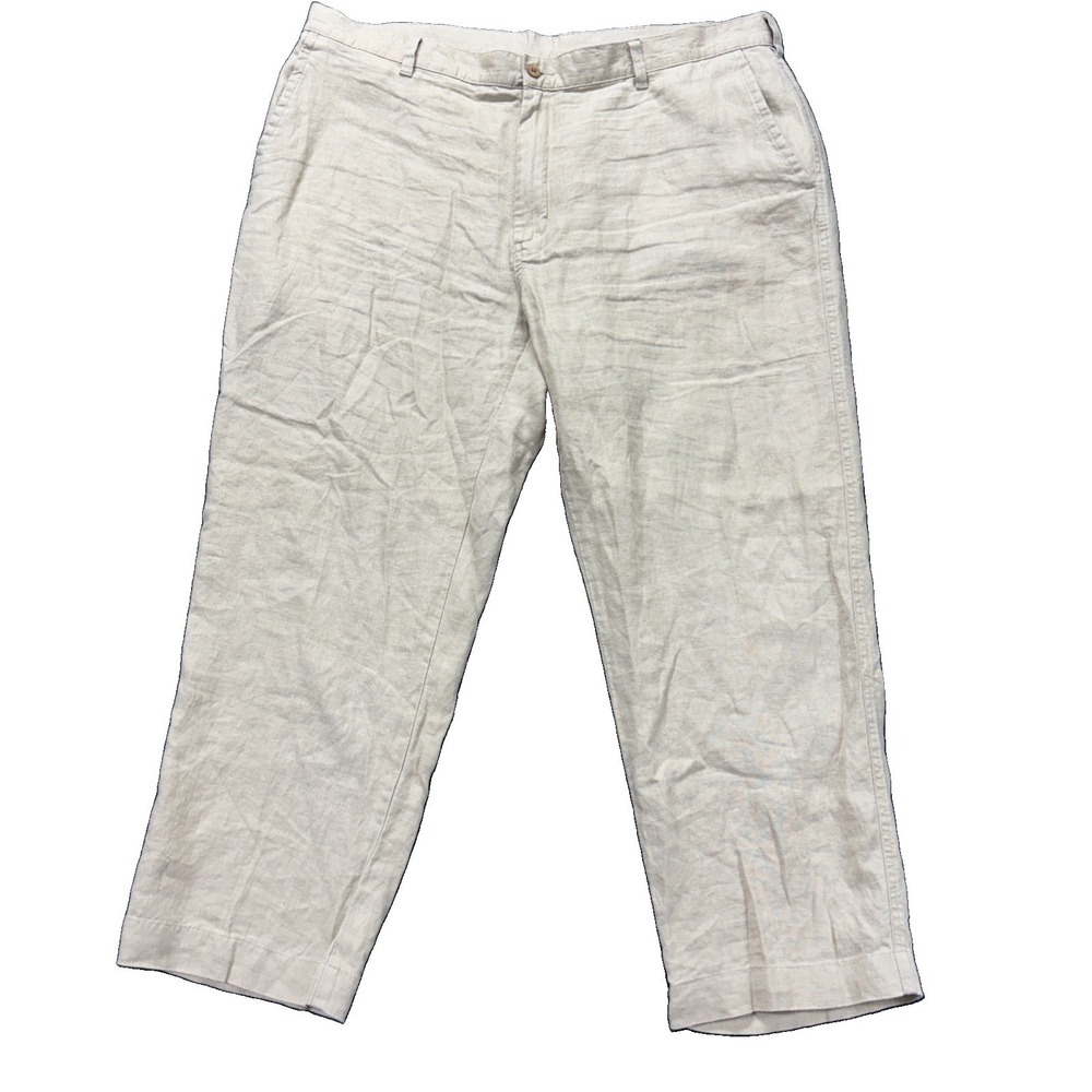 Jos. A. Bank Linen Pants Mens 42x29 Cream Beige Straight Coastal Resort Cruise